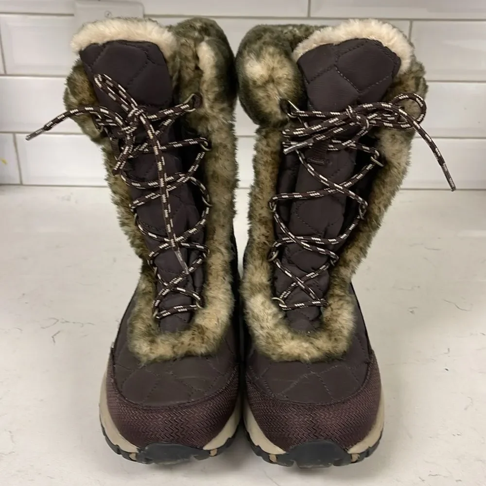 L. L. Bean Faux Fur Winter Snow Bootss Size 8.5 Brown